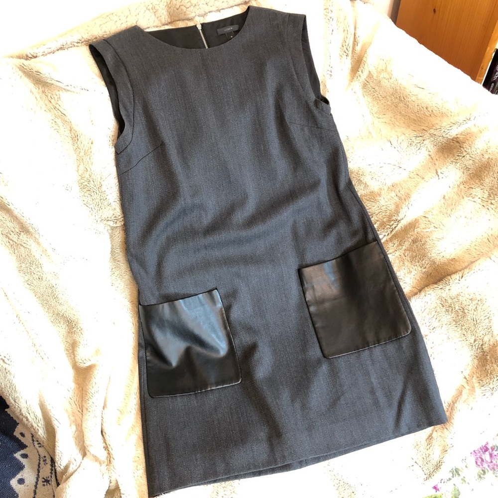 J. Crew Dark Grey Denim Shift Dress with Pockets
